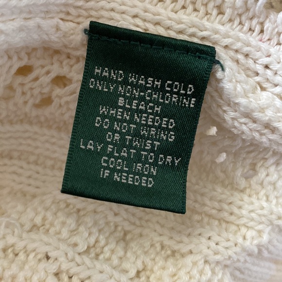 Lauren Ralph Lauren v-neck cable knit L/S cream, peach large, 100% cotton - Picture 9 of 9